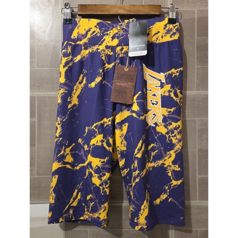 Mitchell & Ness Women's NBA Galaxy Biker Shorts Los Angeles Lakers Size L LA NWT